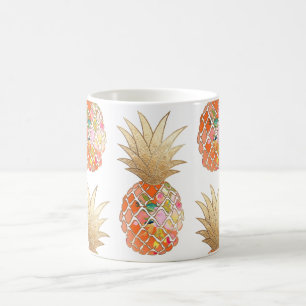 PixDezines Aloha Pineapple+Faux Gold Koffiemok