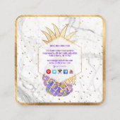PixDezines ALOHA PINEAPPLE/FAUX GOLD/MARBLE Vierkante Visitekaartje (Achterkant)