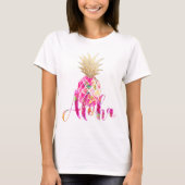 PixDezines Aloha Pineapple/Faux Gold T-shirt (Voorkant)