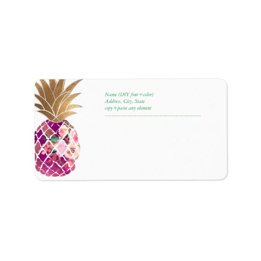 PixDezines Aloha Pineapple+Floral Waterverf Etiket (Voorkant)
