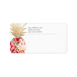 PixDezines Aloha Pineapple+Floral Waterverf Etiket