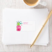 PixDezines Aloha Pineapple+Floral Waterverf Etiket (Insitu)