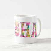 PixDezines Aloha Pineapple+Floral Waterverf Koffiemok (Voorkant rechts)