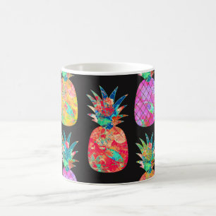 PixDezines Aloha Pineapple+Floral Waterverf Koffiemok