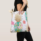 PixDezines Aloha Pineapple+Floral Waterverf Tote Bag (Dichtbij)