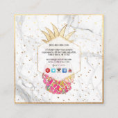 PixDezines ALOHA PINEAPPLE/HOT PINK/FAUX GOLD Vierkante Visitekaartje (Achterkant)