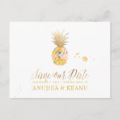 PixDezines Aloha Pineapple/Hot Pink/Save the Date Aankondigingskaart (Voorkant)
