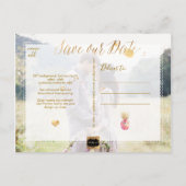 PixDezines Aloha Pineapple/Hot Pink/Save the Date Aankondigingskaart (Achterkant)