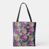 PixDezines Aloha Pineapple+Palm Fronds Waterverf Tote Bag (Achterkant)