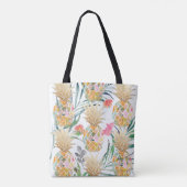 PixDezines Aloha Pineapple+Palm Fronds Waterverf Tote Bag (Achterkant)