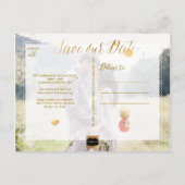 PixDezines Aloha Pineapple/Pink/Save the Date Aankondigingskaart (Achterkant)