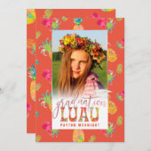 PixDezines Aloha Pineapples Afstuderen Luau Kaart (Voorkant / Achterkant)