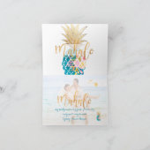 PixDezines Aloha Pineapples/Aqua/Mahalo Bedankkaart (Binnen)