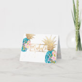 PixDezines Aloha Pineapples/Aqua/Mahalo Bedankkaart (Voorkant)