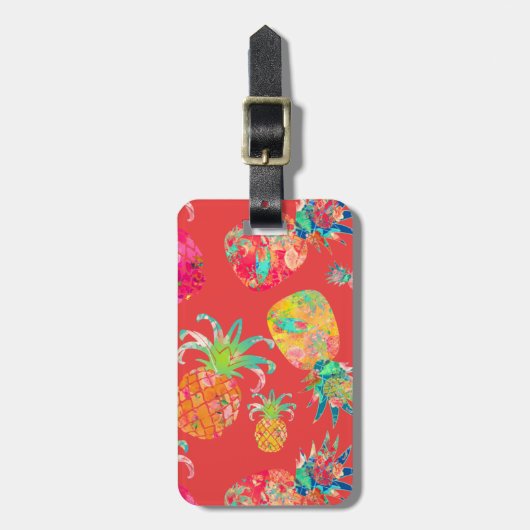 PixDezines Aloha Pineapples Bagagelabel (Voorkant verticaal)