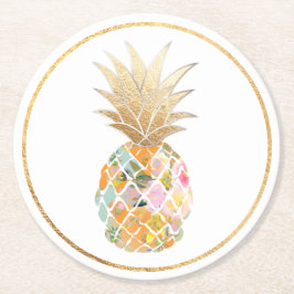 PixDezines Aloha Pineapples/DIY background Ronde Kartonnen Onderzetter
