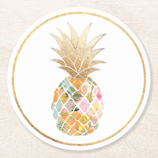 PixDezines Aloha Pineapples/DIY background Ronde Kartonnen Onderzetter (Voorkant)