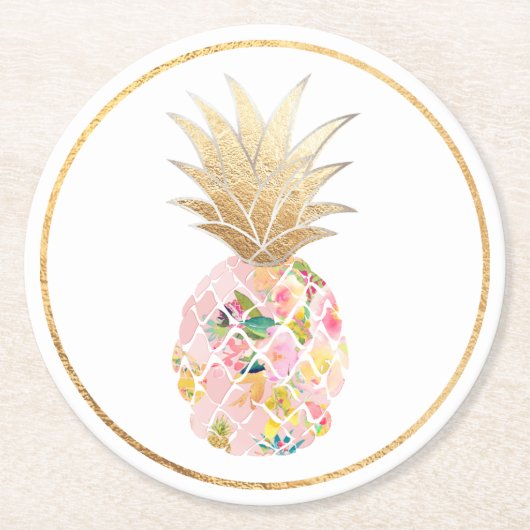 PixDezines Aloha Pineapples/DIY background Ronde Kartonnen Onderzetter (Voorkant)