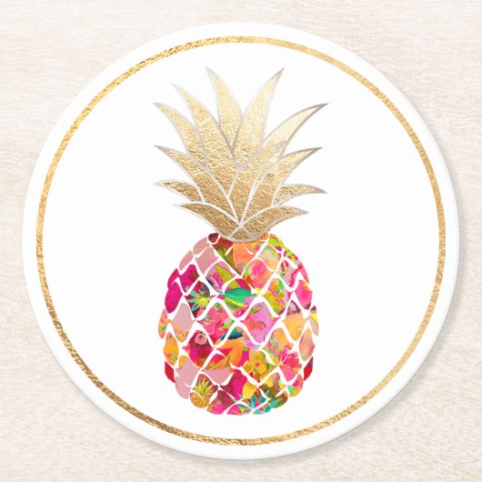 PixDezines Aloha Pineapples/DIY background Ronde Kartonnen Onderzetter (Voorkant)