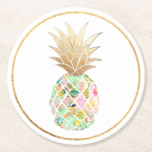 PixDezines Aloha Pineapples/DIY background Ronde Kartonnen Onderzetter (Voorkant)