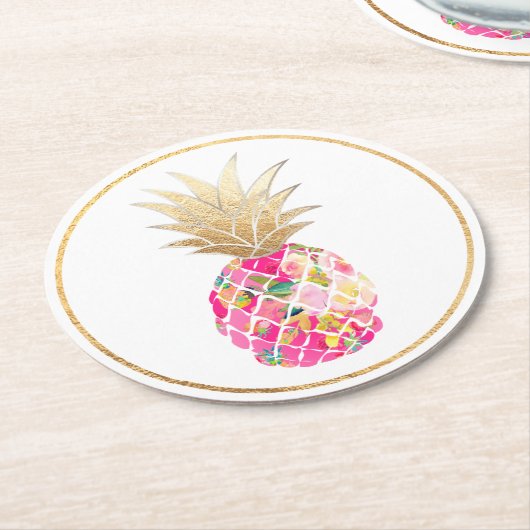 PixDezines Aloha Pineapples/DIY background Ronde Kartonnen Onderzetter (Gebogen)