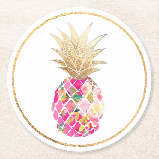 PixDezines Aloha Pineapples/DIY background Ronde Kartonnen Onderzetter (Voorkant)