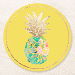 PixDezines Aloha Pineapples/DIY background Ronde Kartonnen Onderzetter