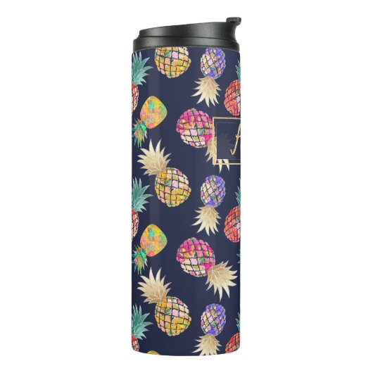 PixDezines Aloha Pineapples/DIY background Thermosbeker (Gedraaid links)