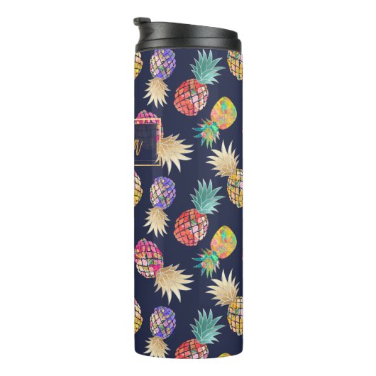 PixDezines Aloha Pineapples/DIY background Thermosbeker (Geroteerd rechts)