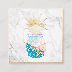 PixDezines Aloha Pineapples/Gold/Marble Vierkante Visitekaartje