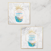 PixDezines Aloha Pineapples/Gold/Marble Vierkante Visitekaartje (Voorkant / Achterkant)