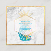 PixDezines Aloha Pineapples/Gold/Marble Vierkante Visitekaartje (Achterkant)