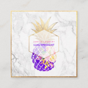 PixDezines Aloha Pineapples/Gold/Marble Vierkante Visitekaartje