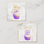 PixDezines Aloha Pineapples/Gold/Marble Vierkante Visitekaartje (Voorkant / Achterkant)