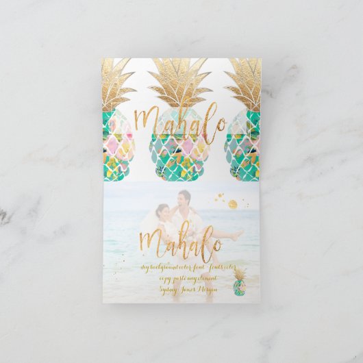 PixDezines Aloha Pineapples/Mahalo Bedankkaart (Binnen)