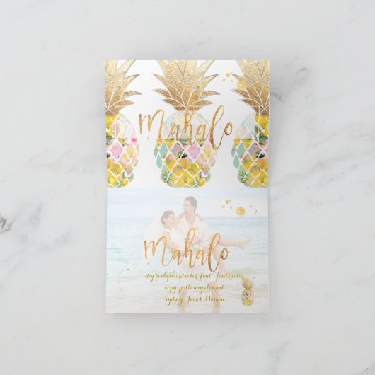 PixDezines Aloha Pineapples/Mahalo Bedankkaart (Binnen)