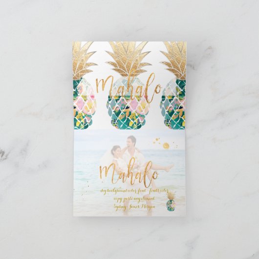 PixDezines Aloha Pineapples/Mahalo Bedankkaart (Binnen)