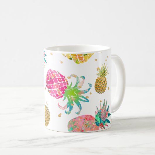 PixDezines Aloha Pineapples Patroon Koffiemok (Voorkant rechts)