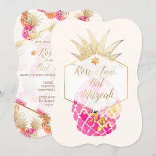 PixDezines Aloha Pineapples/Waterverf/Bat Mitzvah Kaart