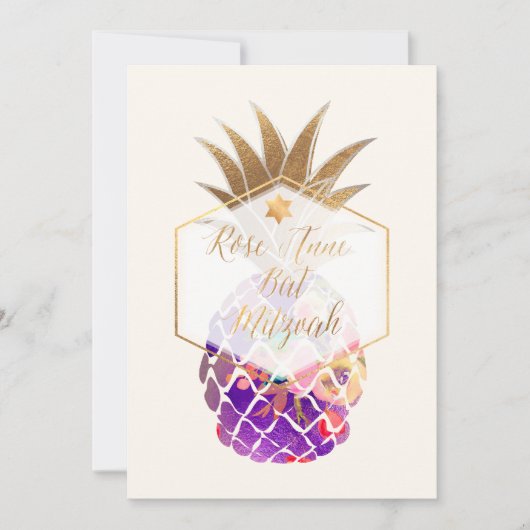 PixDezines Aloha Pineapples/Waterverf/Bat Mitzvah Kaart (Voorkant)