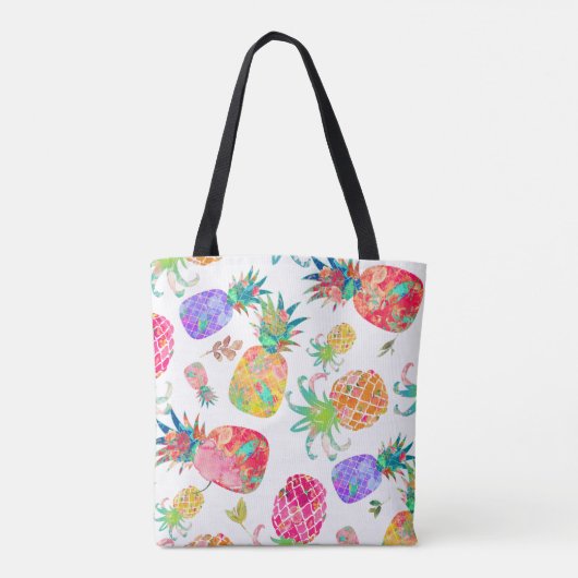 PixDezines Aloha Pineapples Waterverf Tote Bag (Achterkant)
