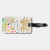 PixDezines Aloha Pineapples+White Marble Bagagelabel (Achterkant horizontaal)