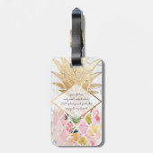 PixDezines Aloha Pineapples+White Marble Bagagelabel (Achterkant verticaal)