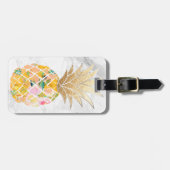 PixDezines Aloha Pineapples+White Marble Bagagelabel (Voorkant horizontaal)