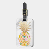 PixDezines Aloha Pineapples+White Marble Bagagelabel (Voorkant verticaal)