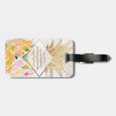 PixDezines Aloha Pineapples+White Marble Bagagelabel (Achterkant horizontaal)