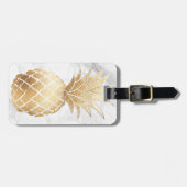 PixDezines Aloha Pineapples+White Marble Bagagelabel (Voorkant horizontaal)