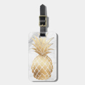 PixDezines Aloha Pineapples+White Marble Bagagelabel (Voorkant verticaal)