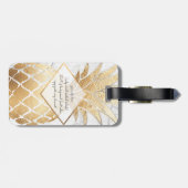 PixDezines Aloha Pineapples+White Marble Bagagelabel (Achterkant horizontaal)