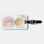PixDezines Aloha Pineapples+White Marble Bagagelabel (Voorkant horizontaal)
